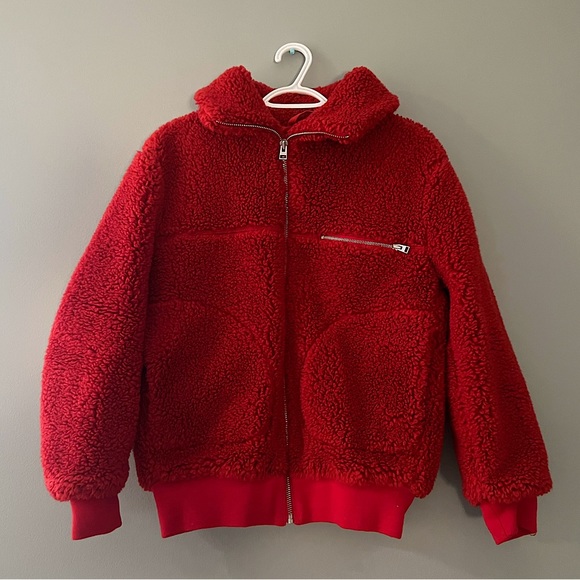 WILFRED FREE (aritzia) Red oversized teddy coat ❤️ - Picture 1 of 7
